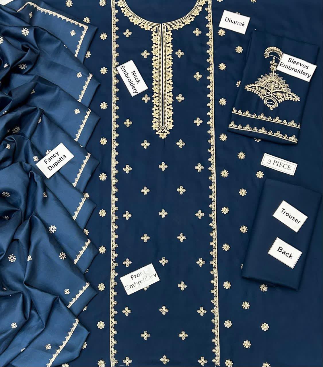 Fabric Premium Dhanak Embroidery 3pc | Unstitch thumbnail 2