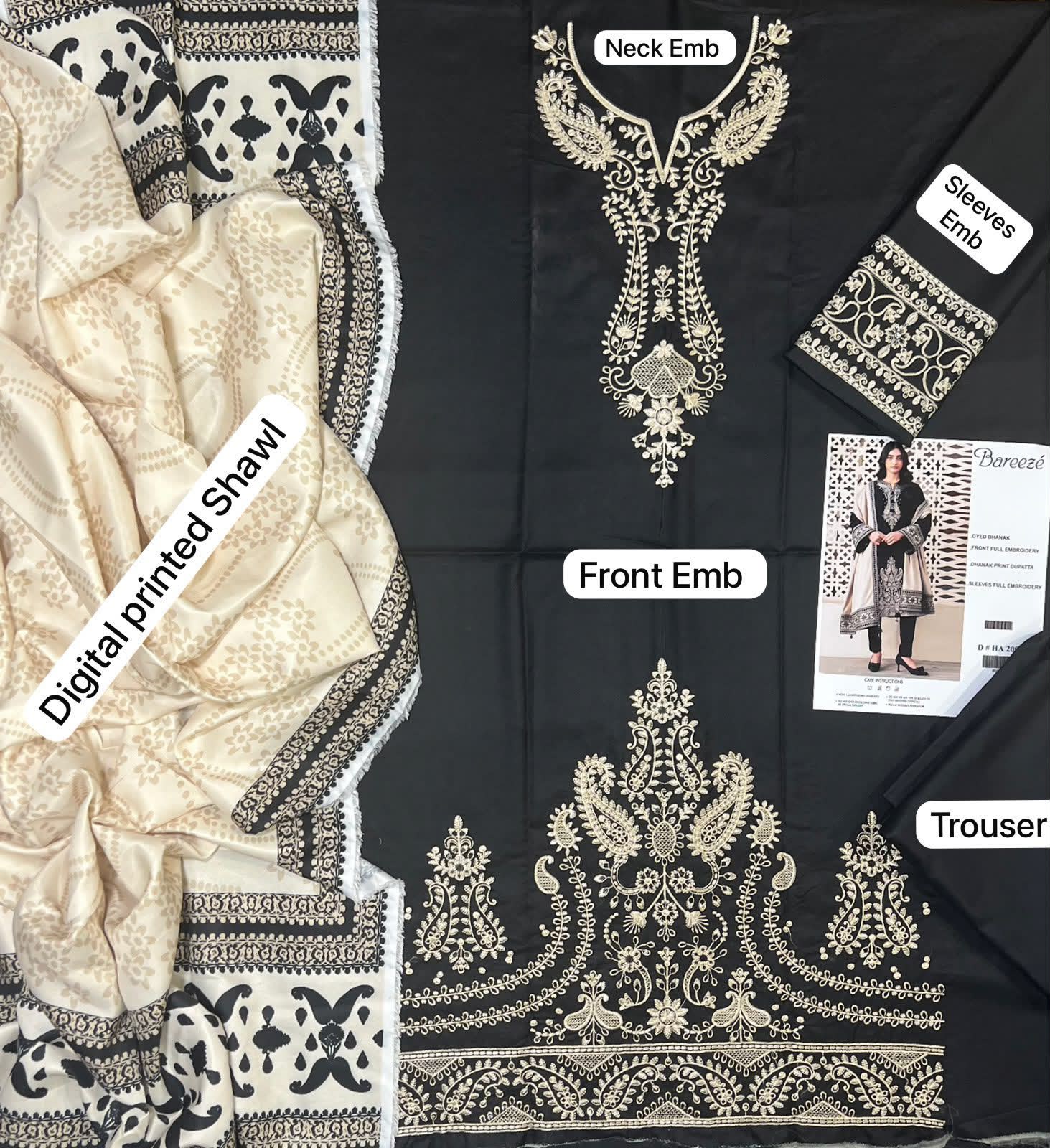 Fabric Premium Dhanak Embroidery 3pc | Unstitch thumbnail 2