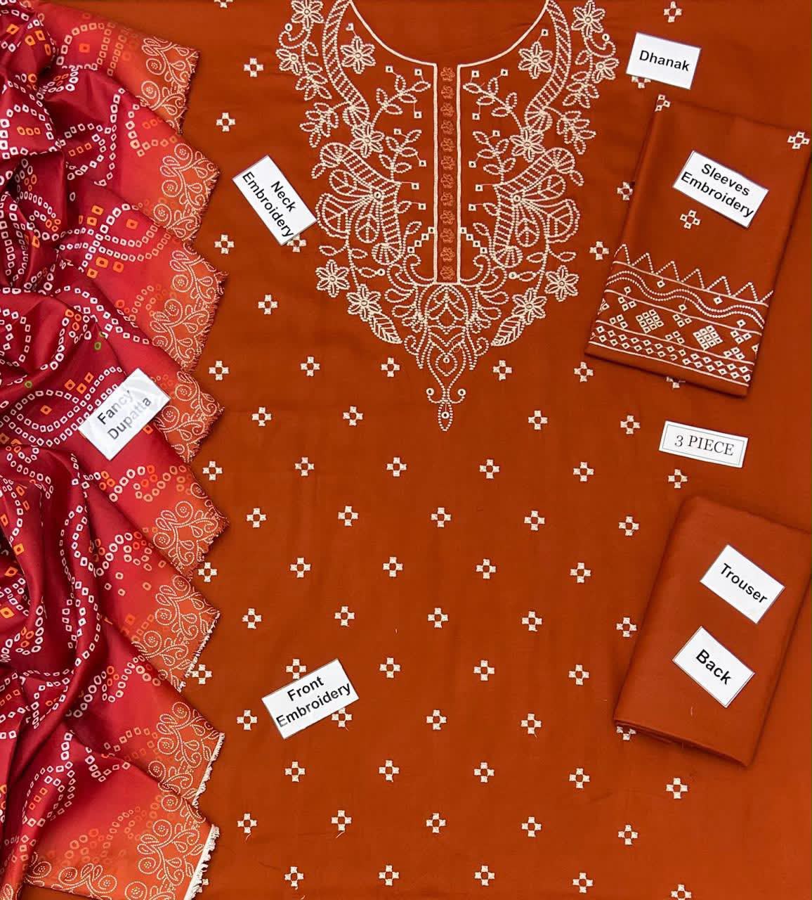 Fabric Premium Dhanak Embroidery 3pc | Unstitch thumbnail 2