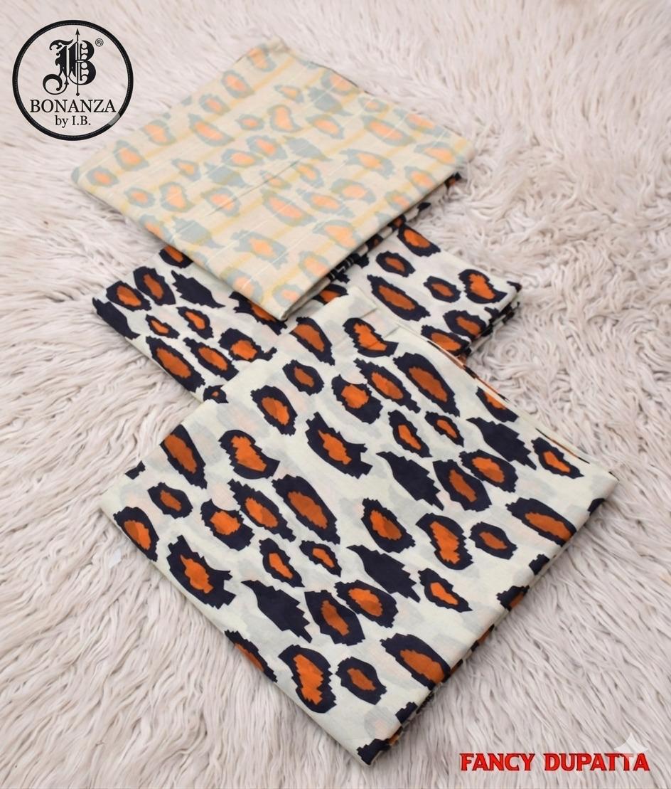 Brand IB Bonanza Lawn 3pc - Lawn dupatta - unstitch ib1007