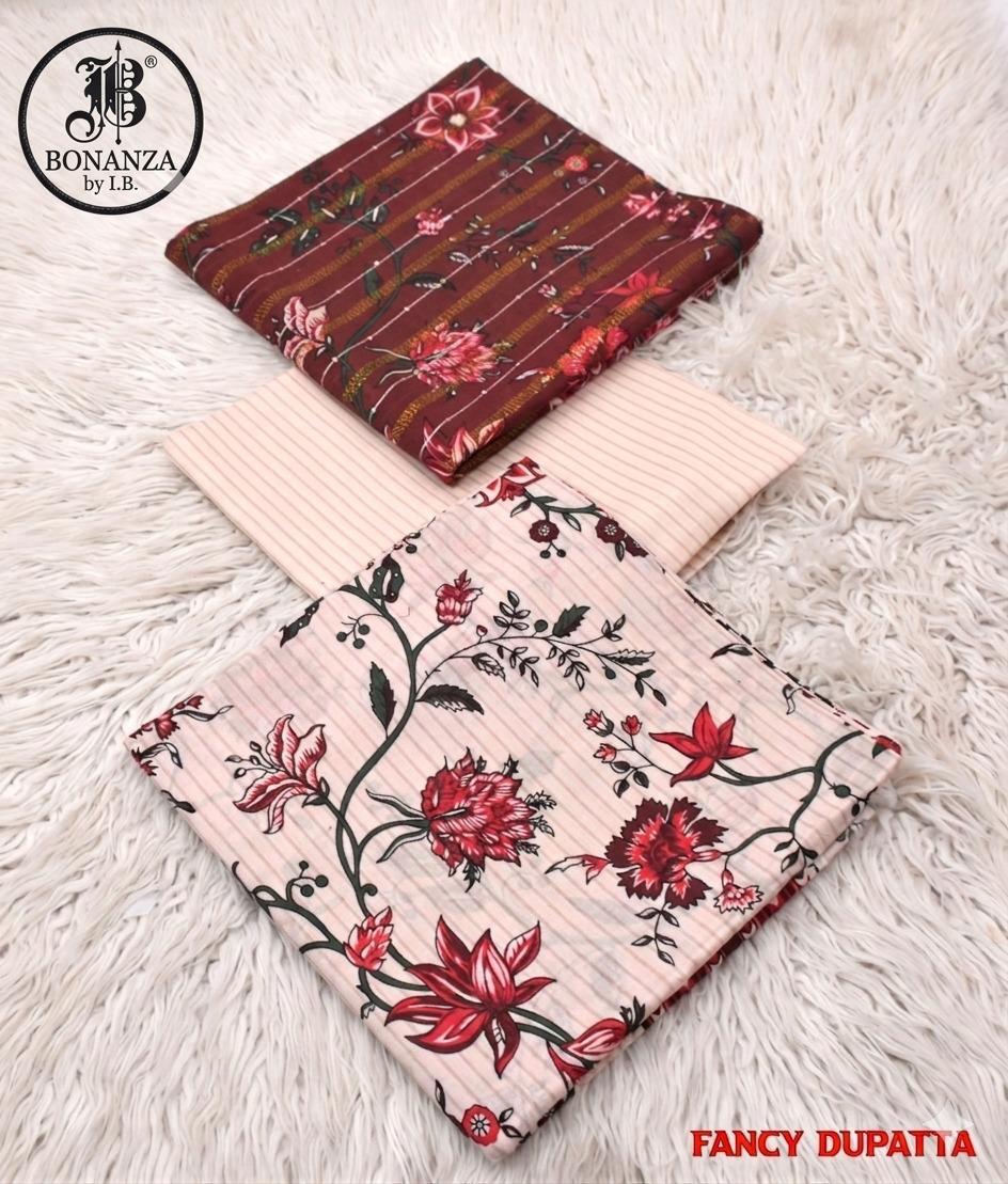 Brand IB Bonanza Lawn 3pc - Lawn dupatta - unstitch ib1008