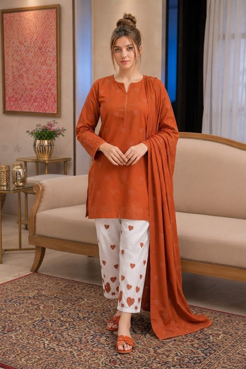 Fabric Premium Dhanak Embroidery 3pc | Unstitch