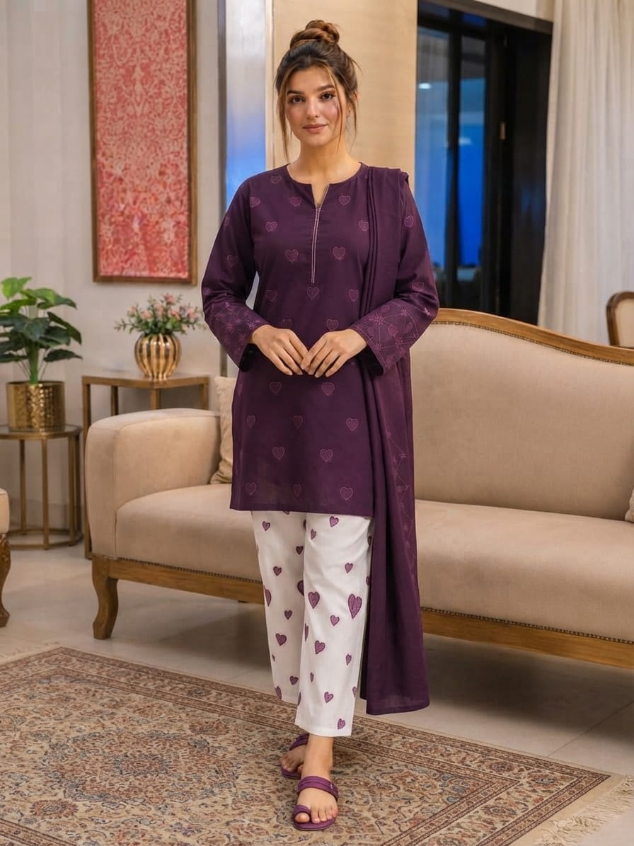 Fabric Premium Dhanak Embroidery 3pc | Unstitch
