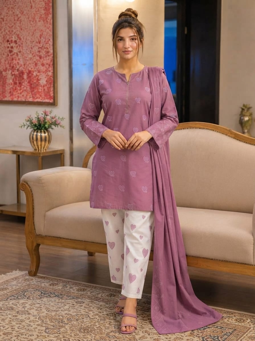 Fabric Premium Dhanak Embroidery 3pc | Unstitch