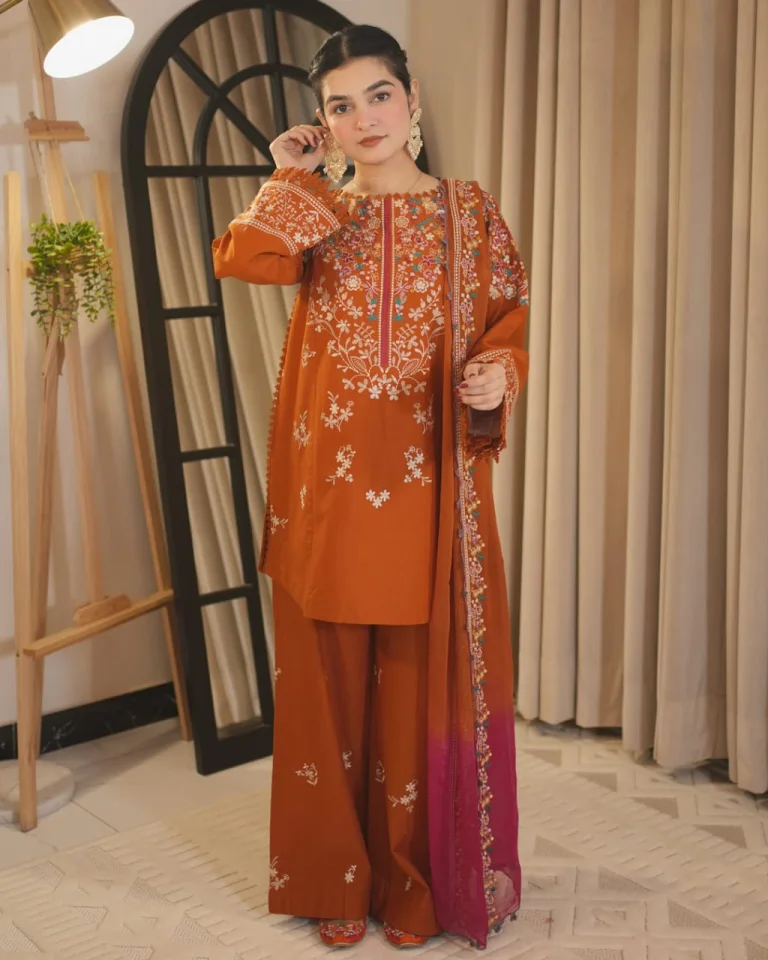 ZELLBURY Premium Dhanak Embroidery 3pc | Unstitch