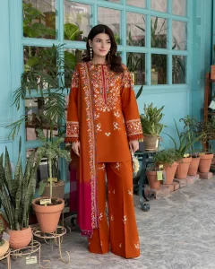ZELLBURY Premium Dhanak Embroidery 3pc | Unstitch thumbnail 2