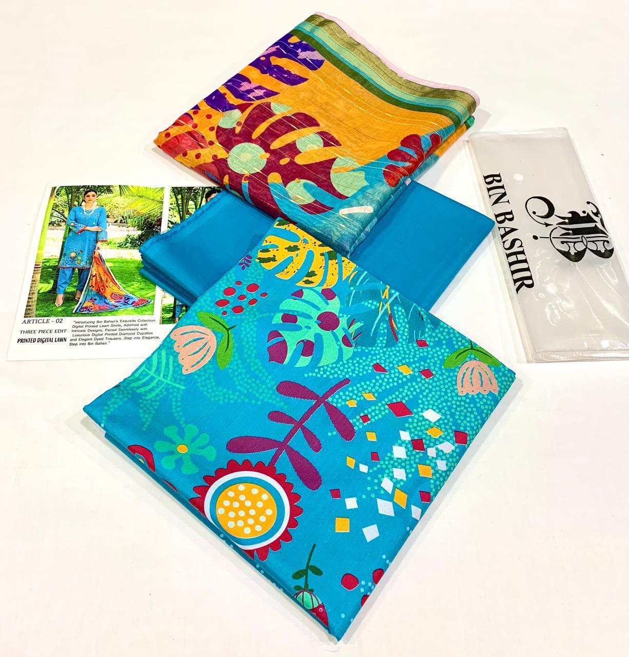 Brand IB Bonanza Lawn 3pc - Lawn dupatta - unstitch ib1018