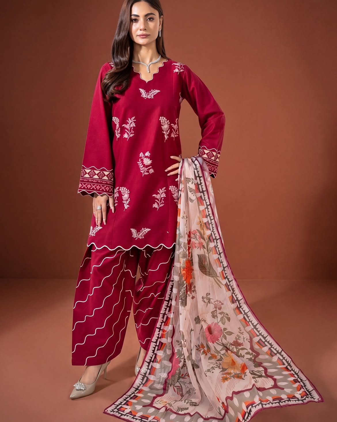 Rungrez Premium Dhanak Embroidery 3pc | Unstitch