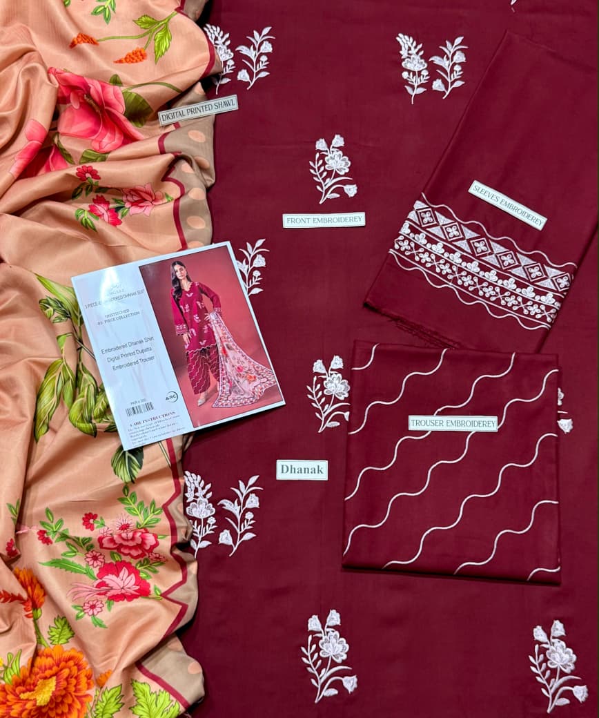 Rungrez Premium Dhanak Embroidery 3pc | Unstitch thumbnail 2