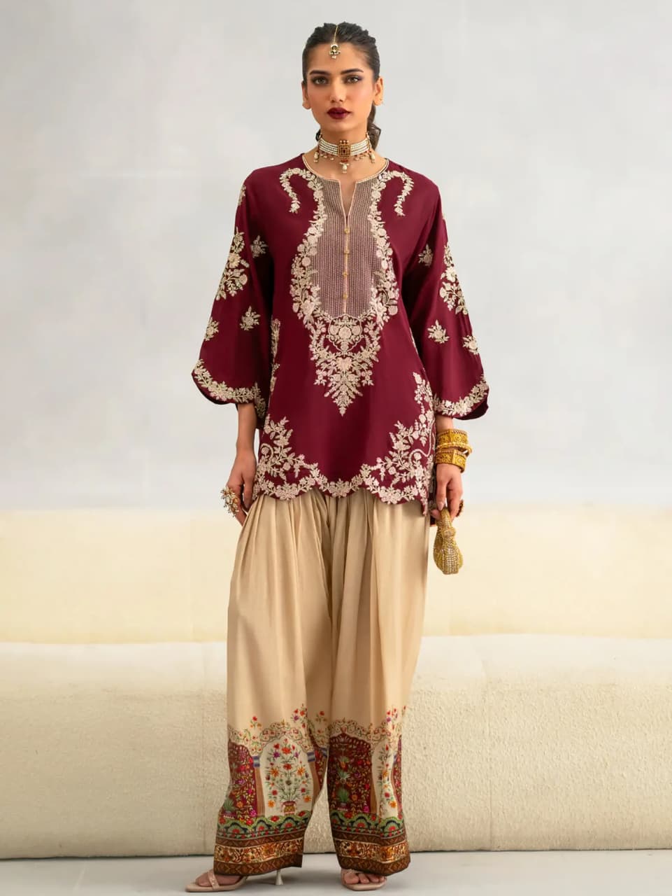 Ethnic Premium Silk 2pc Heavy Embroidery | Unstitch thumbnail 3