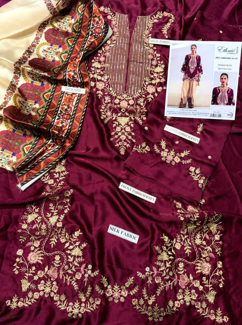 Ethnic Premium Silk 2pc Heavy Embroidery | Unstitch thumbnail 2