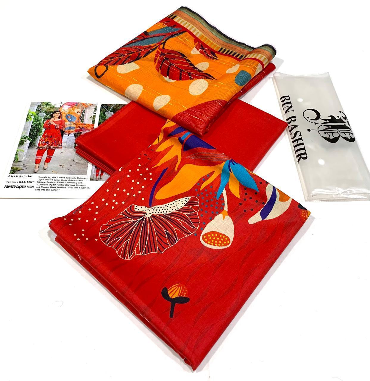 Brand IB Bonanza Lawn 3pc - Lawn dupatta - unstitch ib1022
