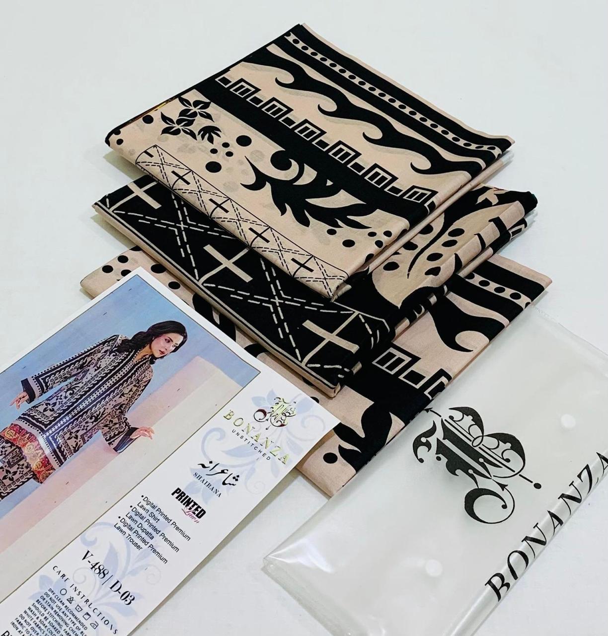 Brand IB Bonanza Lawn 3pc - Lawn dupatta - unstitch ib1023