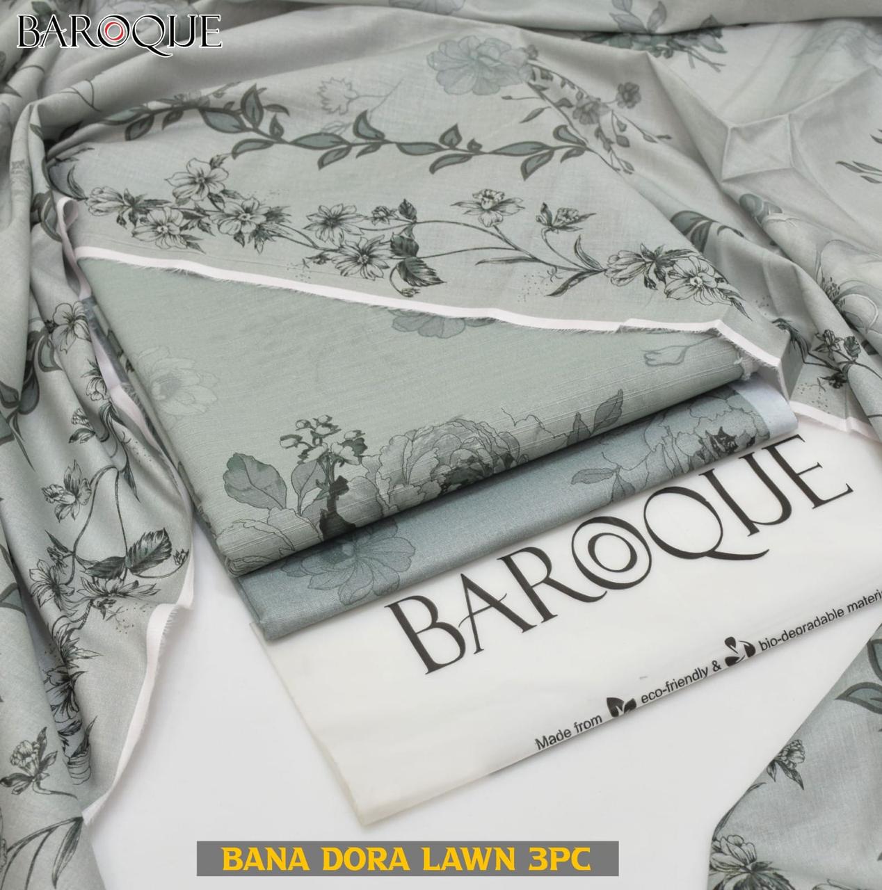 Brand Baroque Lawn 3pc - Lawn dupatta - unstitch br1000