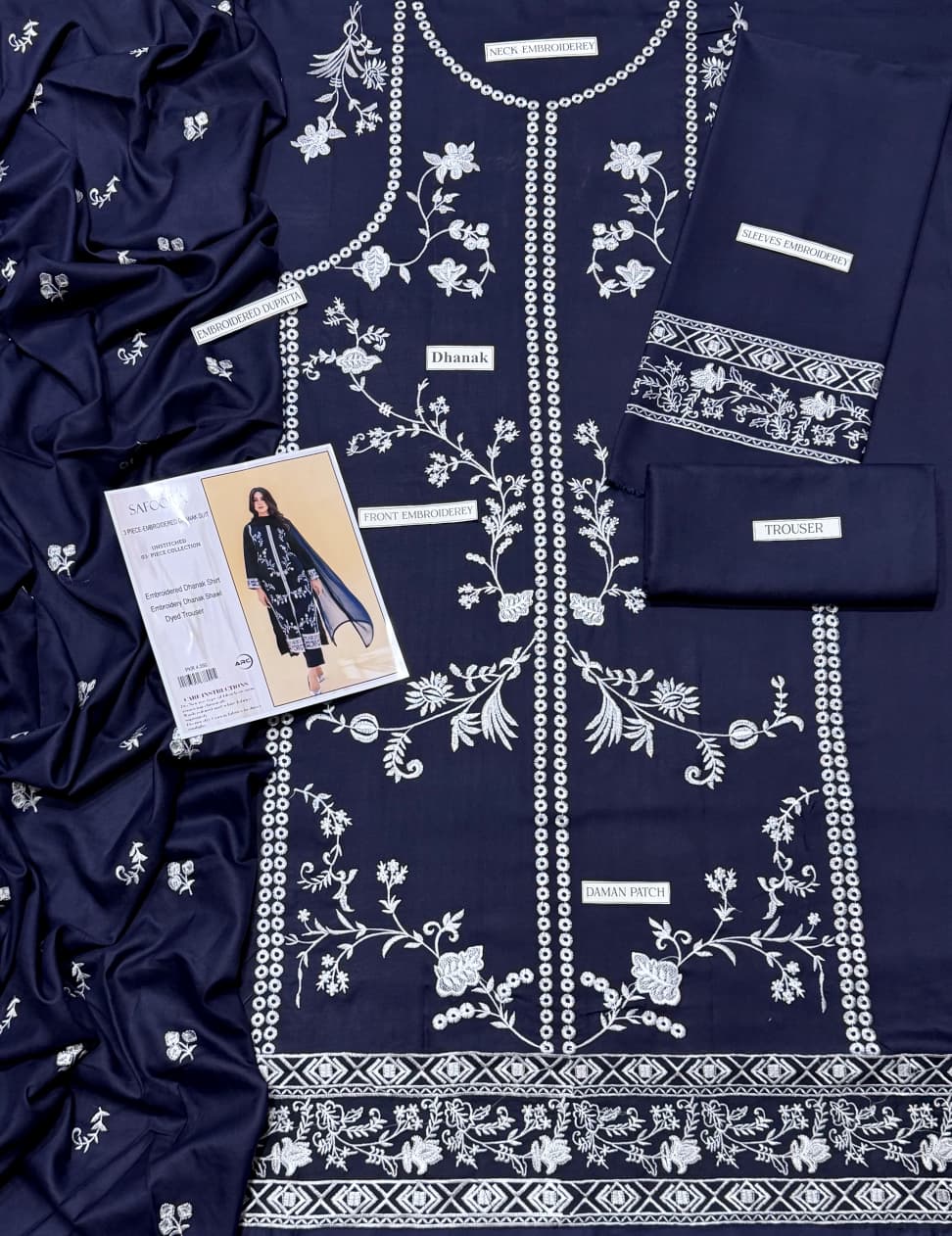 Dhanak Designer Embroidered 3 Piece Suit for Women – Unstitch Winter Collection 2026 thumbnail 2