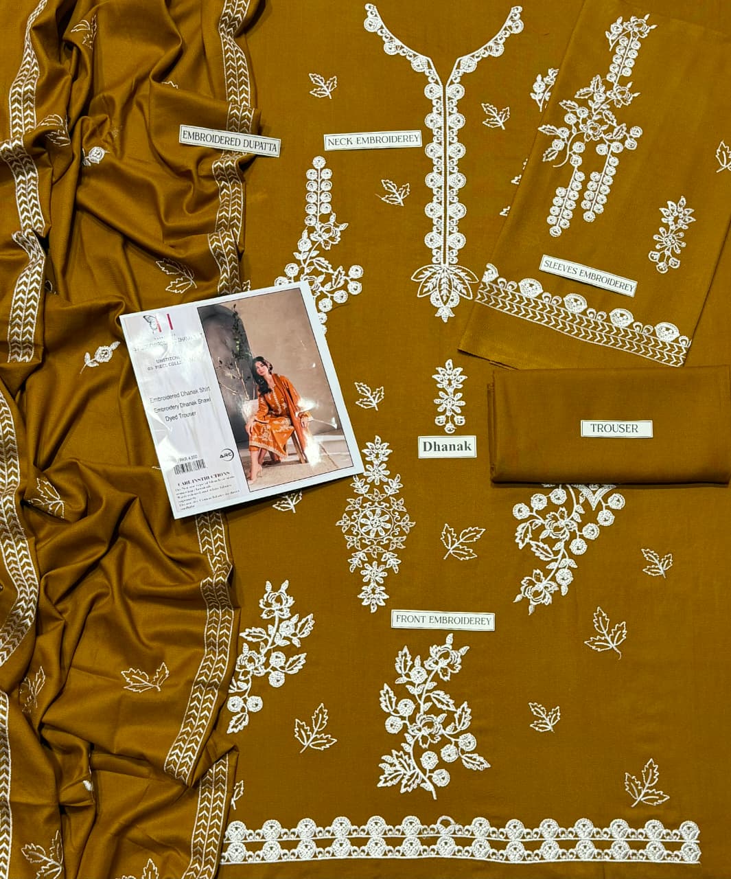 Dhanak Designer Embroidered 3 Piece Suit for Women – Unstitch Winter Collection 2026 thumbnail 2