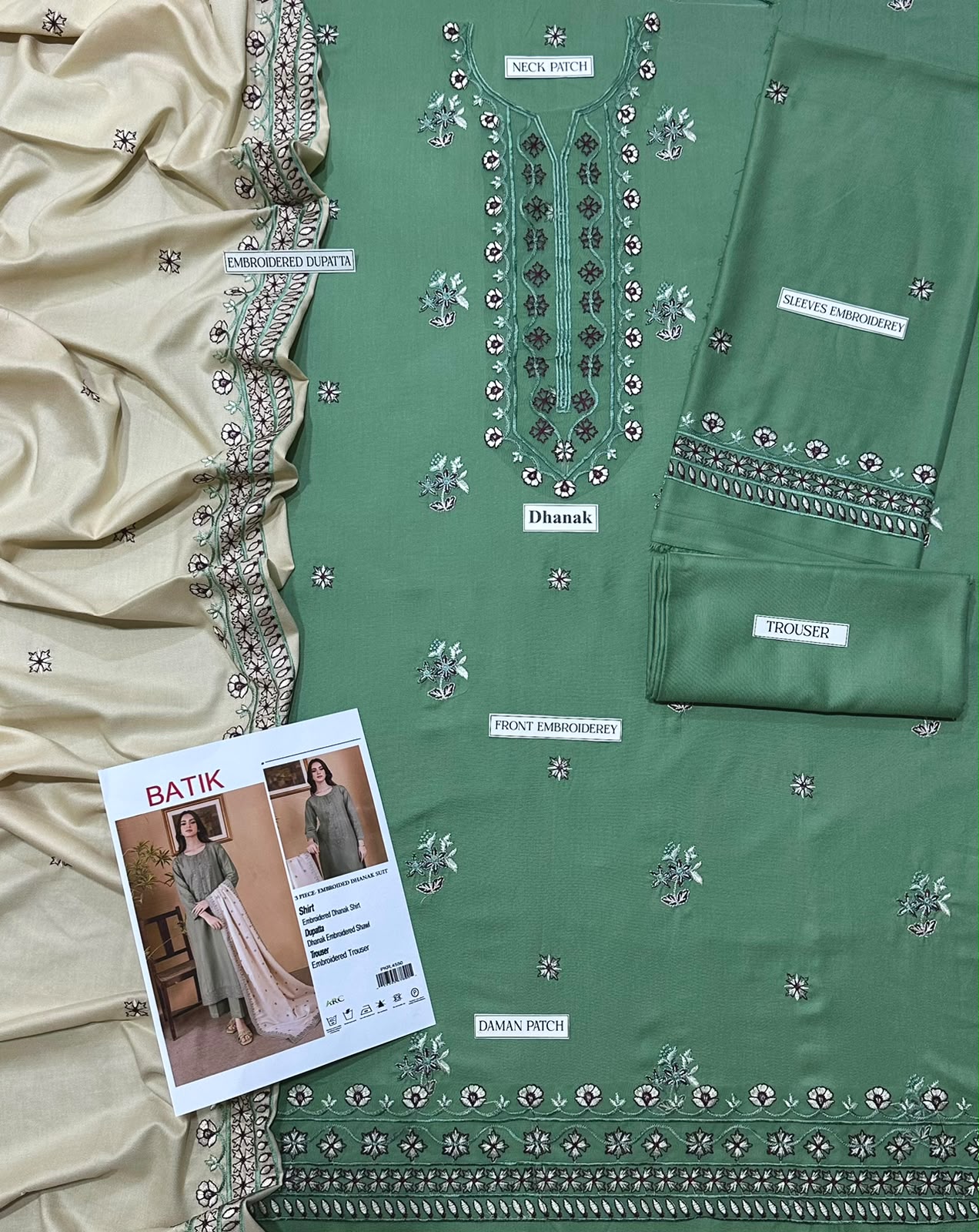 Dhanak Designer Embroidered 3 Piece Suit for Women – Unstitch Winter Collection 2026 thumbnail 2