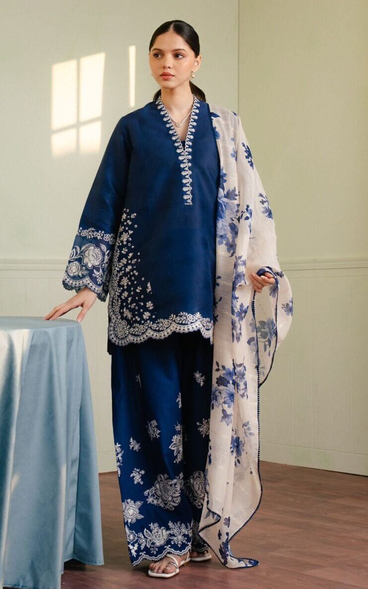 Dhanak Designer Embroidered 3 Piece Suit for Women – Unstitch Winter Collection 2026