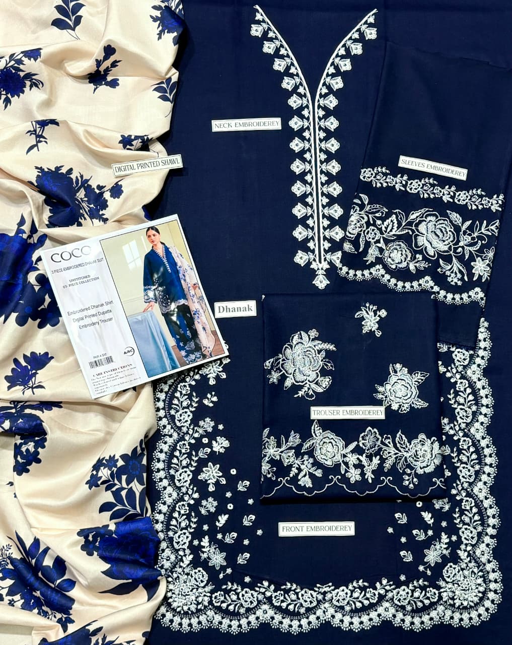 Dhanak Designer Embroidered 3 Piece Suit for Women – Unstitch Winter Collection 2026 thumbnail 2