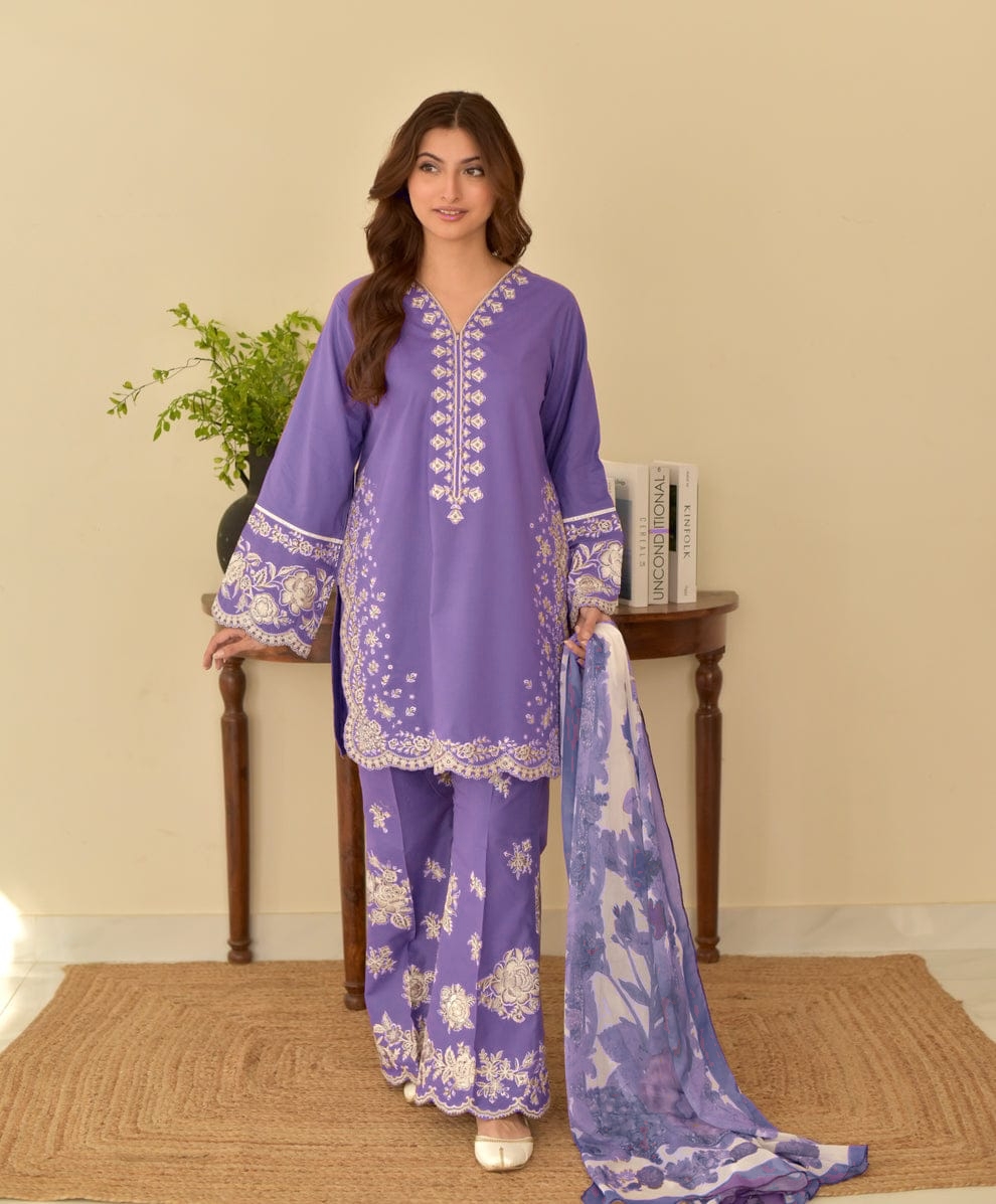 Dhanak Designer Embroidered 3 Piece Suit for Women – Unstitch Winter Collection 2026