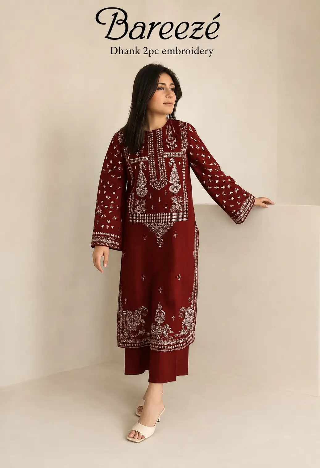 👑 Premium Dhanak 2-Piece Winter Designer Dress for Women