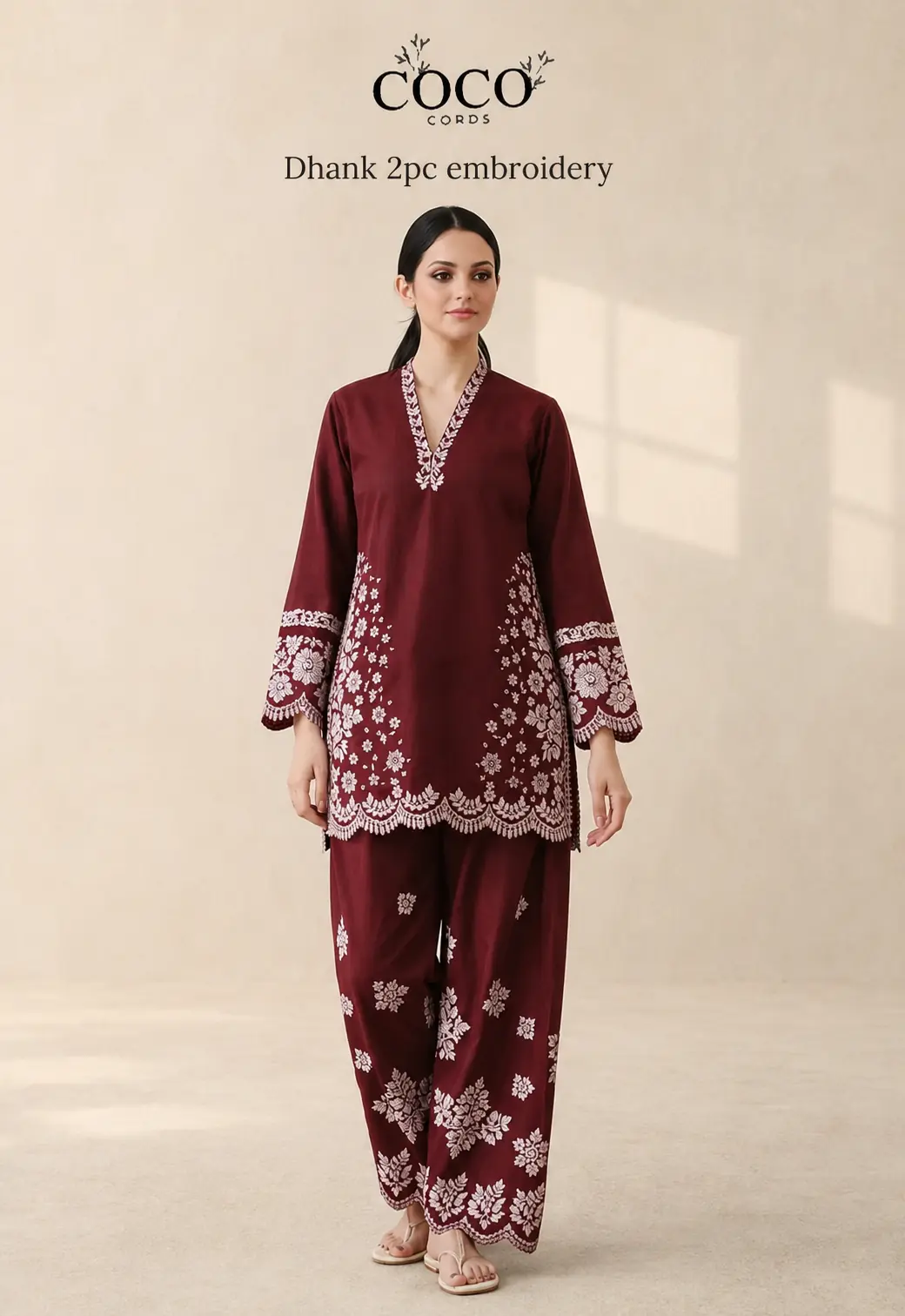 👑 Premium Dhanak 2-Piece Winter Designer Dress for Women