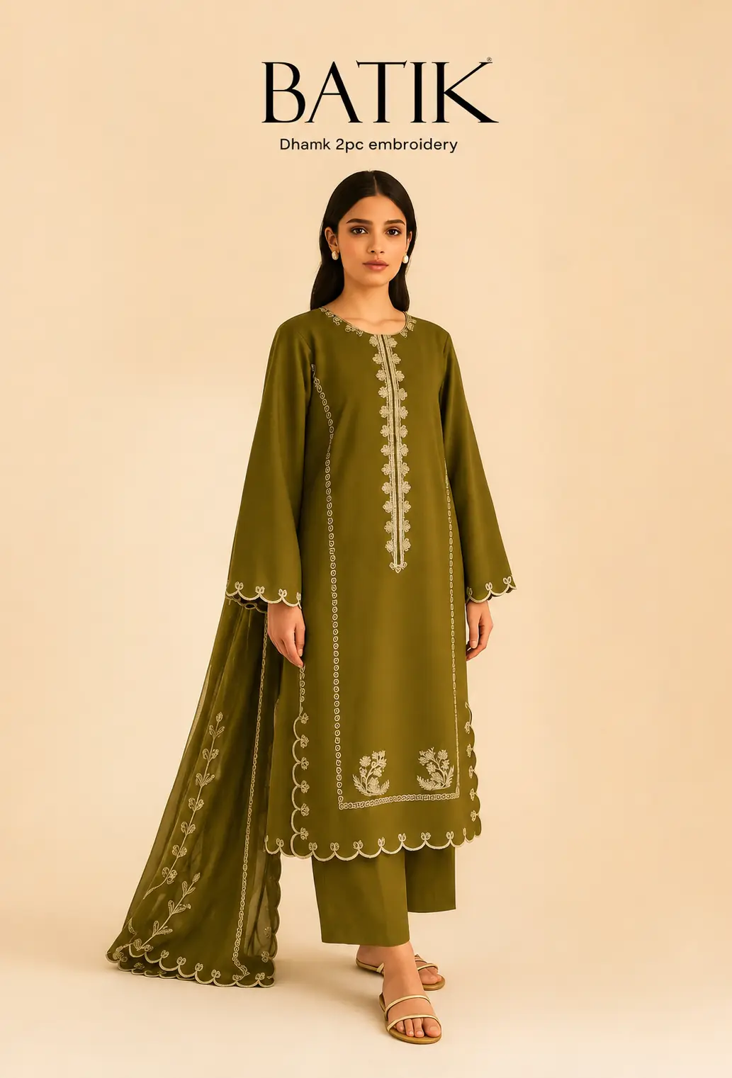 👑 Premium Dhanak 2-Piece Winter Designer Dress for Women