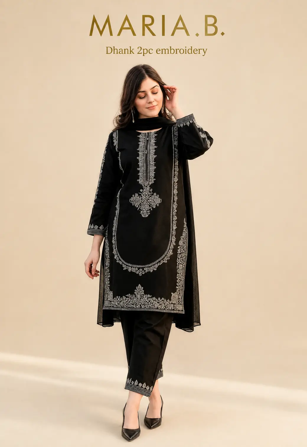👑 Premium Dhanak 2-Piece Winter Designer Dress for Women