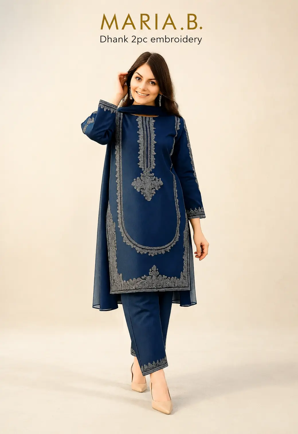 👑 Premium Dhanak 2-Piece Winter Designer Dress for Women