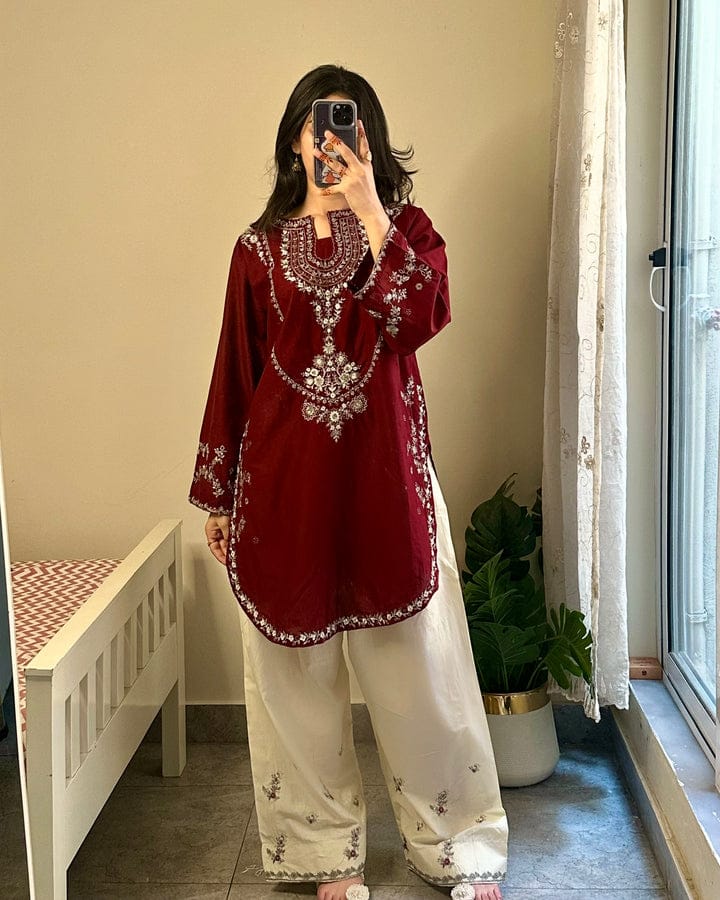 👑 Premium Dhanak 2-Piece Winter Designer Dress for Women