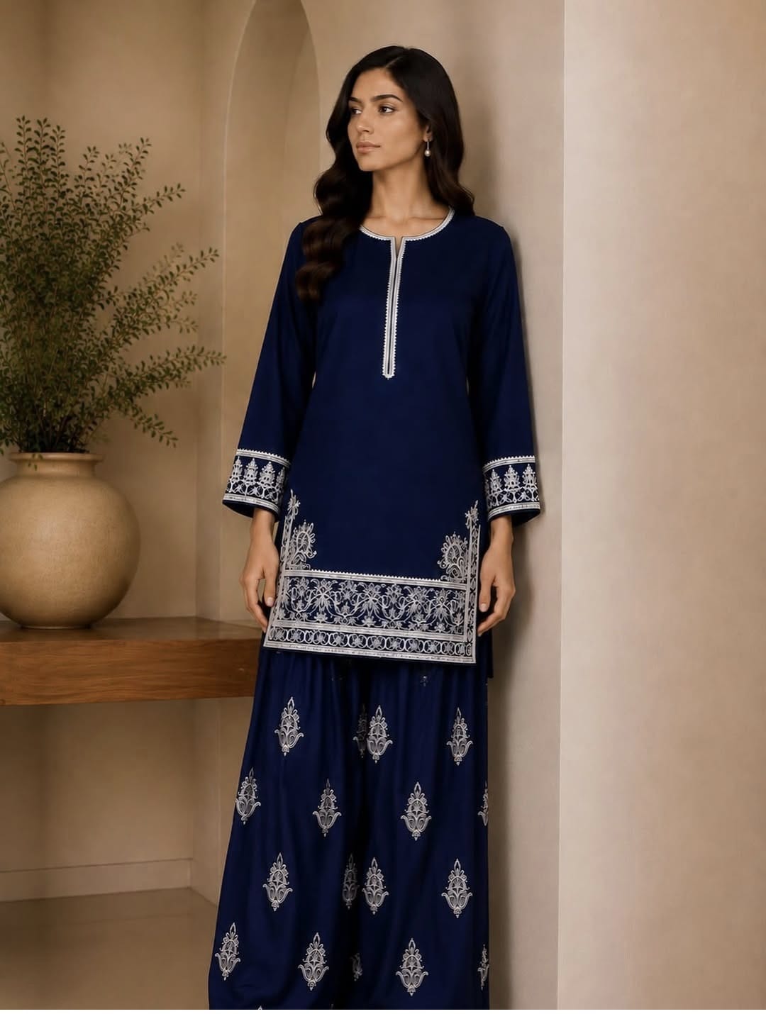 👑 Premium Dhanak 2-Piece Winter Designer Dress for Women