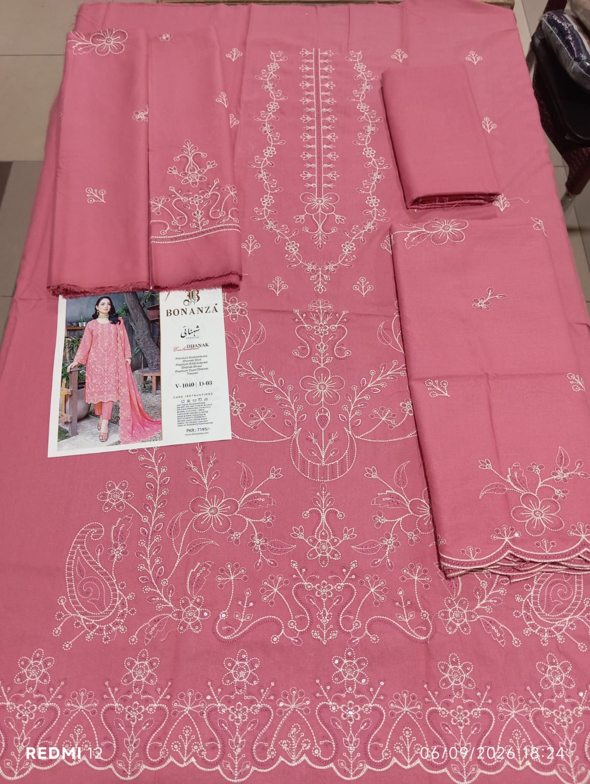 Original Brand Shehnai Dhanak 3 Piece Heavy Embroidered – Unstitch thumbnail 2