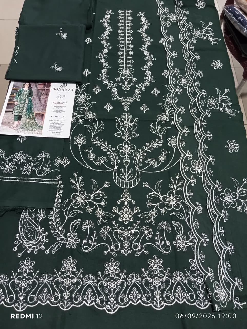Original Brand Shehnai Dhanak 3 Piece Heavy Embroidered – Unstitch thumbnail 2