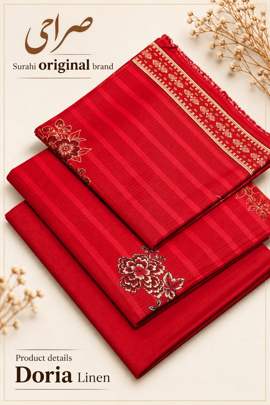 Original Brand Surahi صراحی - Winter Doria Linen 3pc Unstitch thumbnail 2