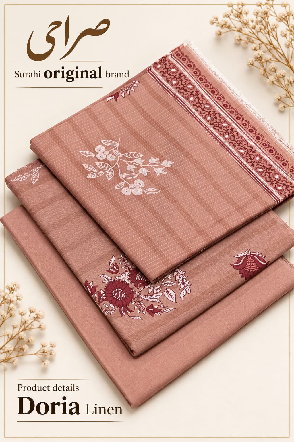 Original Brand Surahi صراحی - Winter Doria Linen 3pc Unstitch thumbnail 2