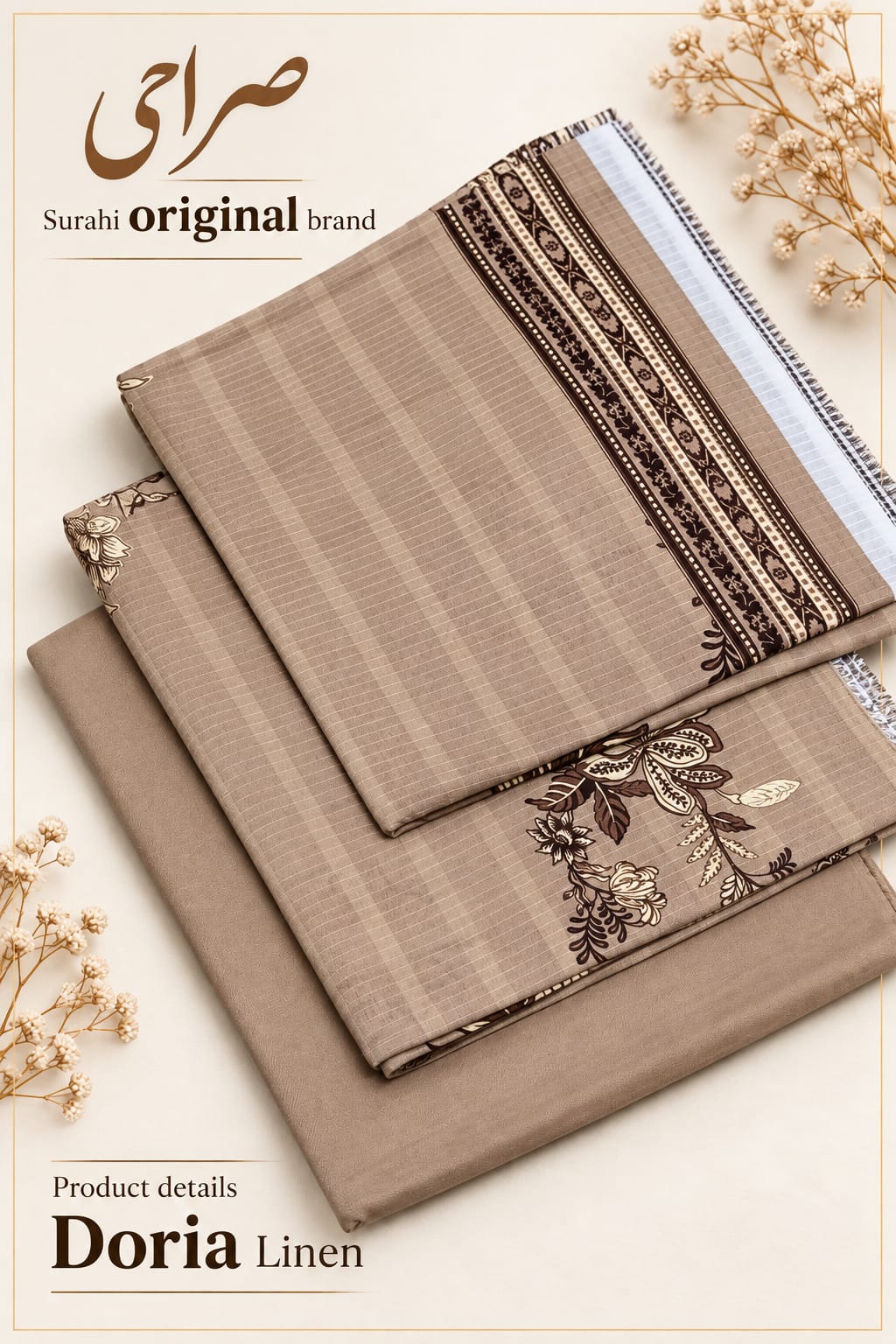 Original Brand Surahi صراحی - Winter Doria Linen 3pc Unstitch thumbnail 2