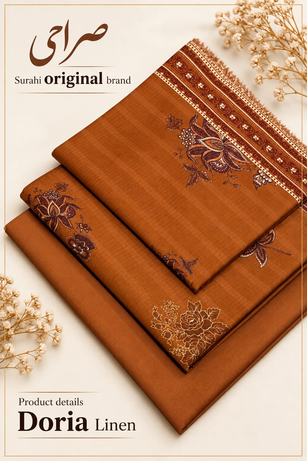 Original Brand Surahi صراحی - Winter Doria Linen 3pc Unstitch thumbnail 2