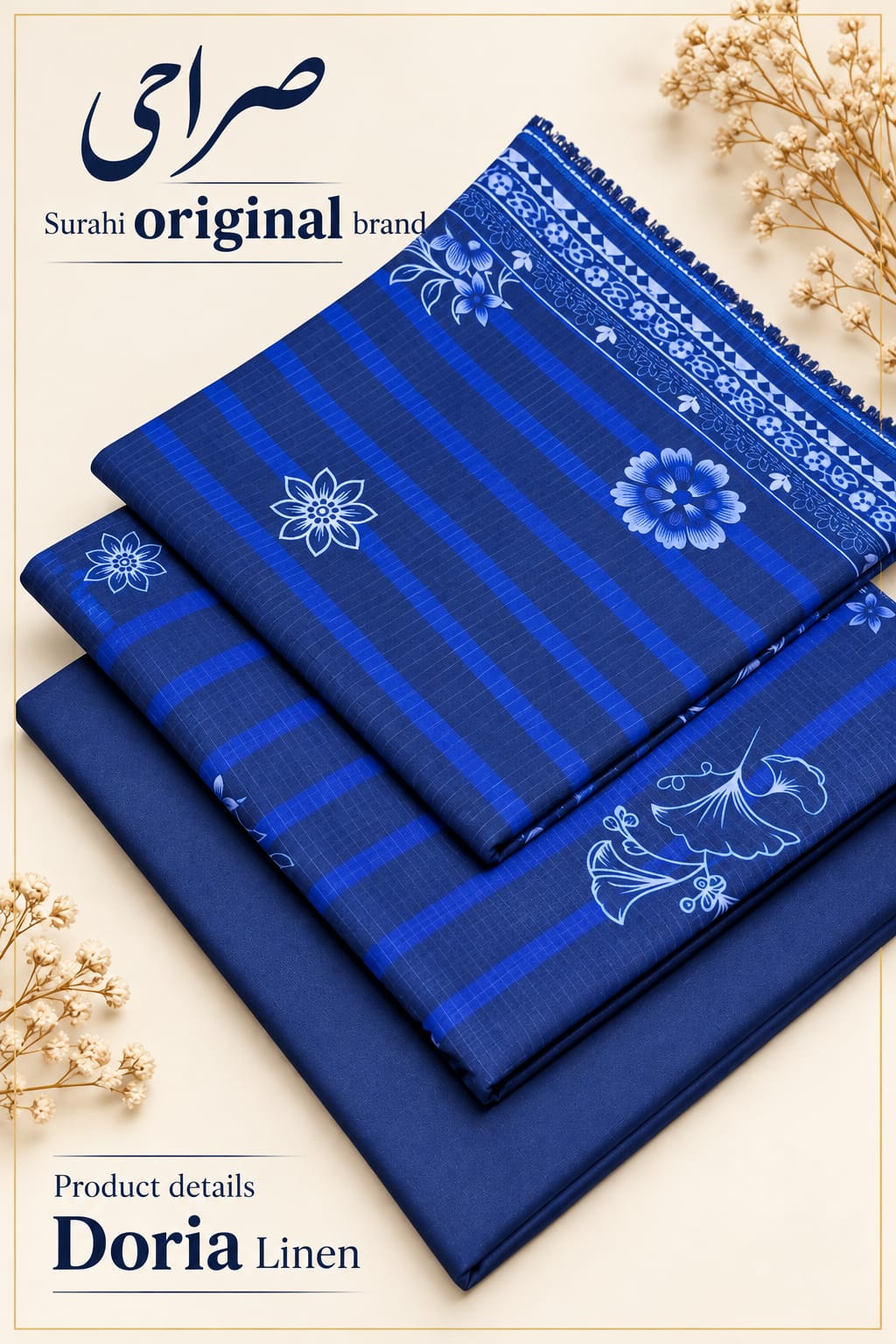 Original Brand Surahi صراحی - Winter Doria Linen 3pc Unstitch thumbnail 2