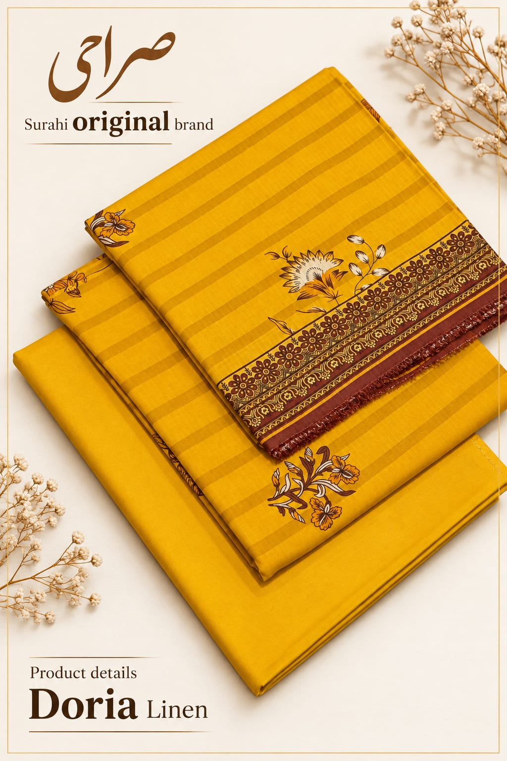 Original Brand Surahi صراحی - Winter Doria Linen 3pc Unstitch thumbnail 2
