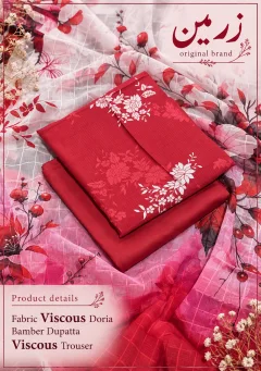 Original Zarmeen Viscous Doria Fabric 3pc Unstitch winter thumbnail 2