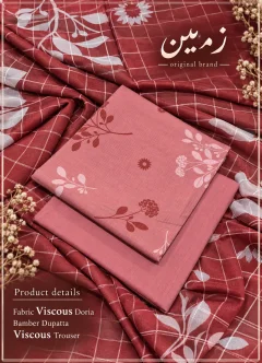 Original Zarmeen Viscous Doria Fabric 3pc Unstitch winter thumbnail 2