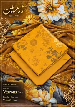 Original Zarmeen Viscous Doria Fabric 3pc Unstitch winter thumbnail 2