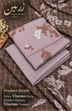 Original Zarmeen Viscous Doria Fabric 3pc Unstitch winter thumbnail 2