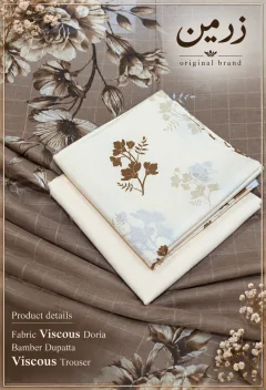 Original Zarmeen Viscous Doria Fabric 3pc Unstitch winter thumbnail 2