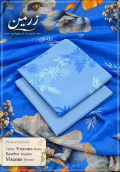 Original Zarmeen Viscous Doria Fabric 3pc Unstitch winter thumbnail 2