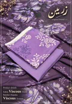 Original Zarmeen Viscous Doria Fabric 3pc Unstitch winter thumbnail 2