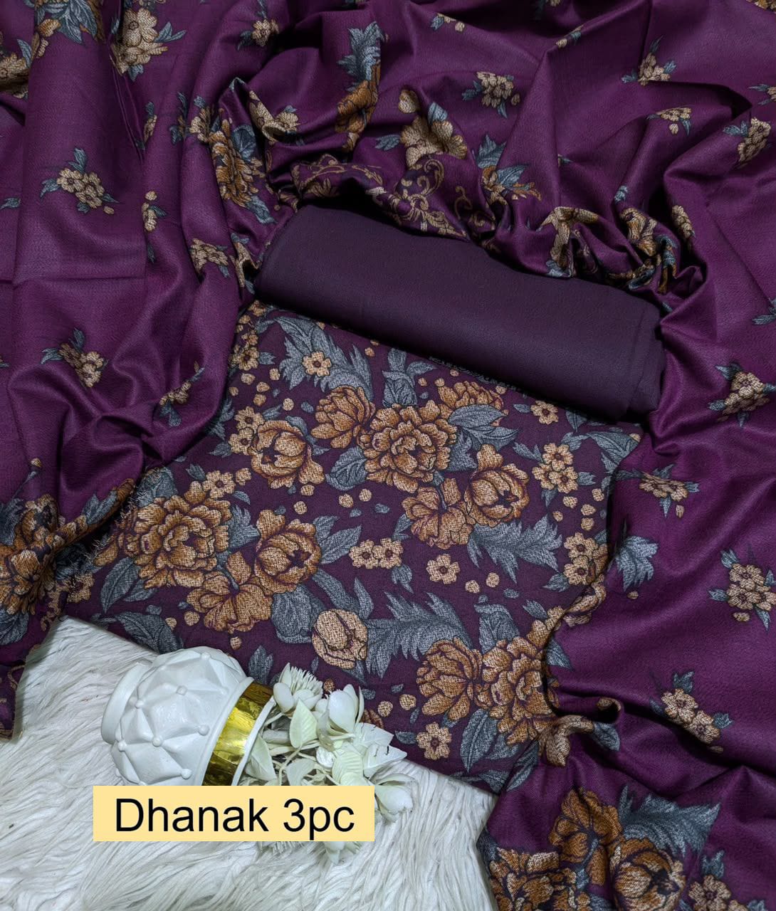 Premium Dhanak 3pc Digtial Print