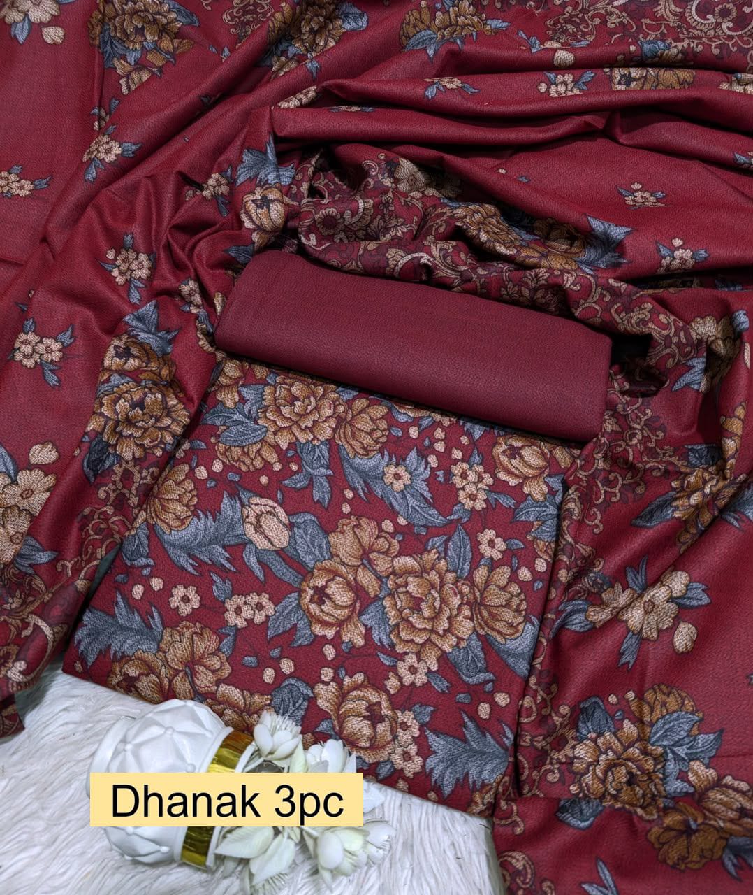 Premium Dhanak 3pc Digtial Print