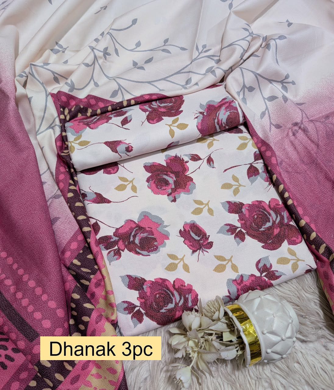 Premium Dhanak 3pc Digtial Print